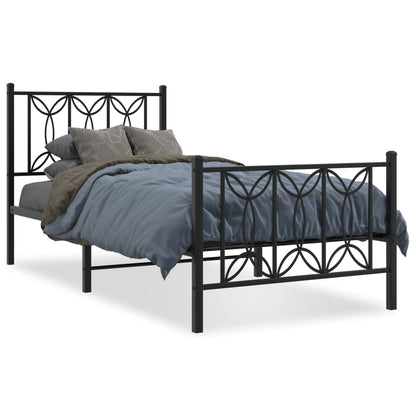 Estrutura de cama com cabeceira e pés 80x200 cm metal preto