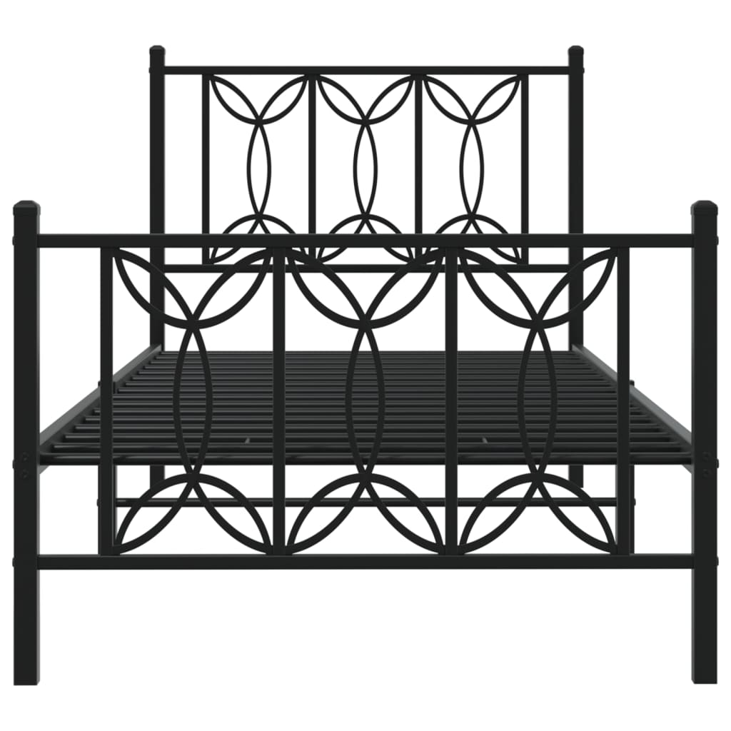 Estrutura de cama com cabeceira e pés 90x190 cm metal preto