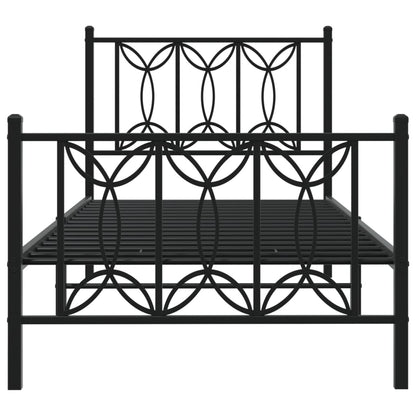 Estrutura de cama com cabeceira e pés 90x190 cm metal preto