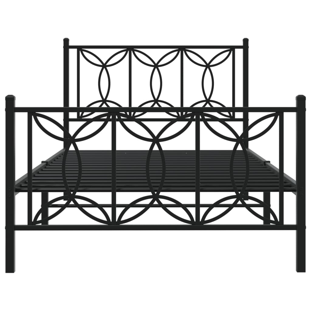 Estrutura de cama com cabeceira e pés 100x190 cm metal preto