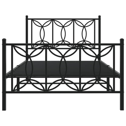 Estrutura de cama com cabeceira e pés 100x190 cm metal preto