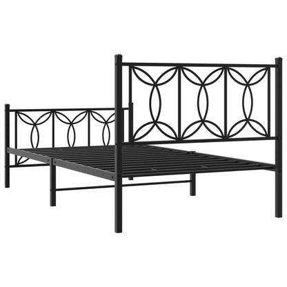 Estrutura de cama com cabeceira e pés 100x190 cm metal preto