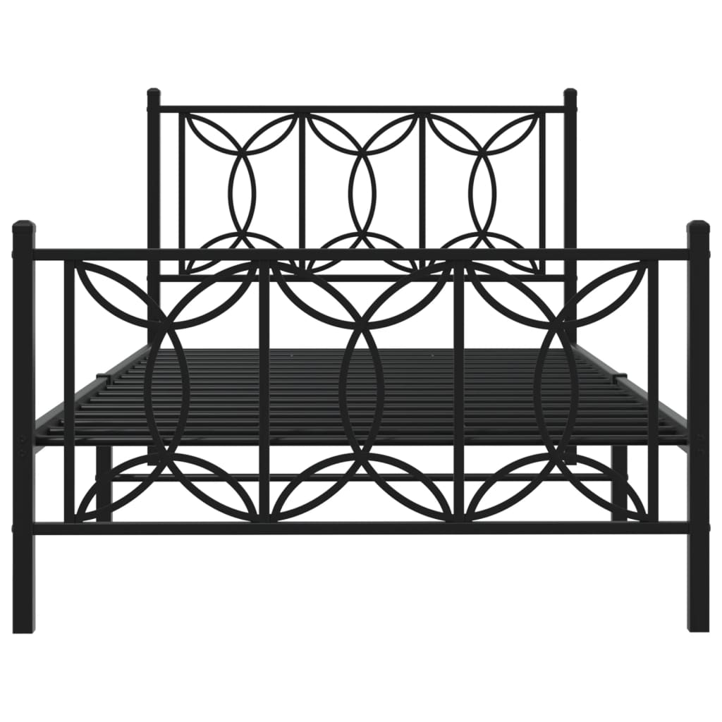 Estrutura de cama com cabeceira e pés 107x203 cm metal preto