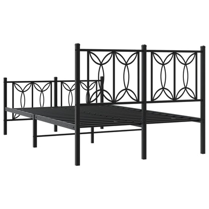 Estrutura de cama com cabeceira e pés 120x190 cm metal preto