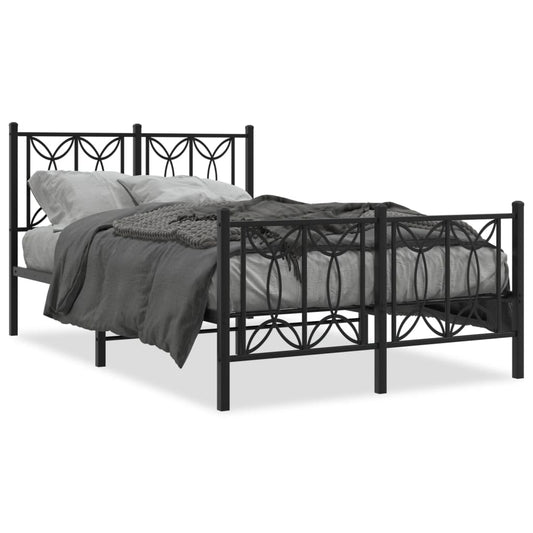 Estrutura de cama com cabeceira e pés 120x190 cm metal preto