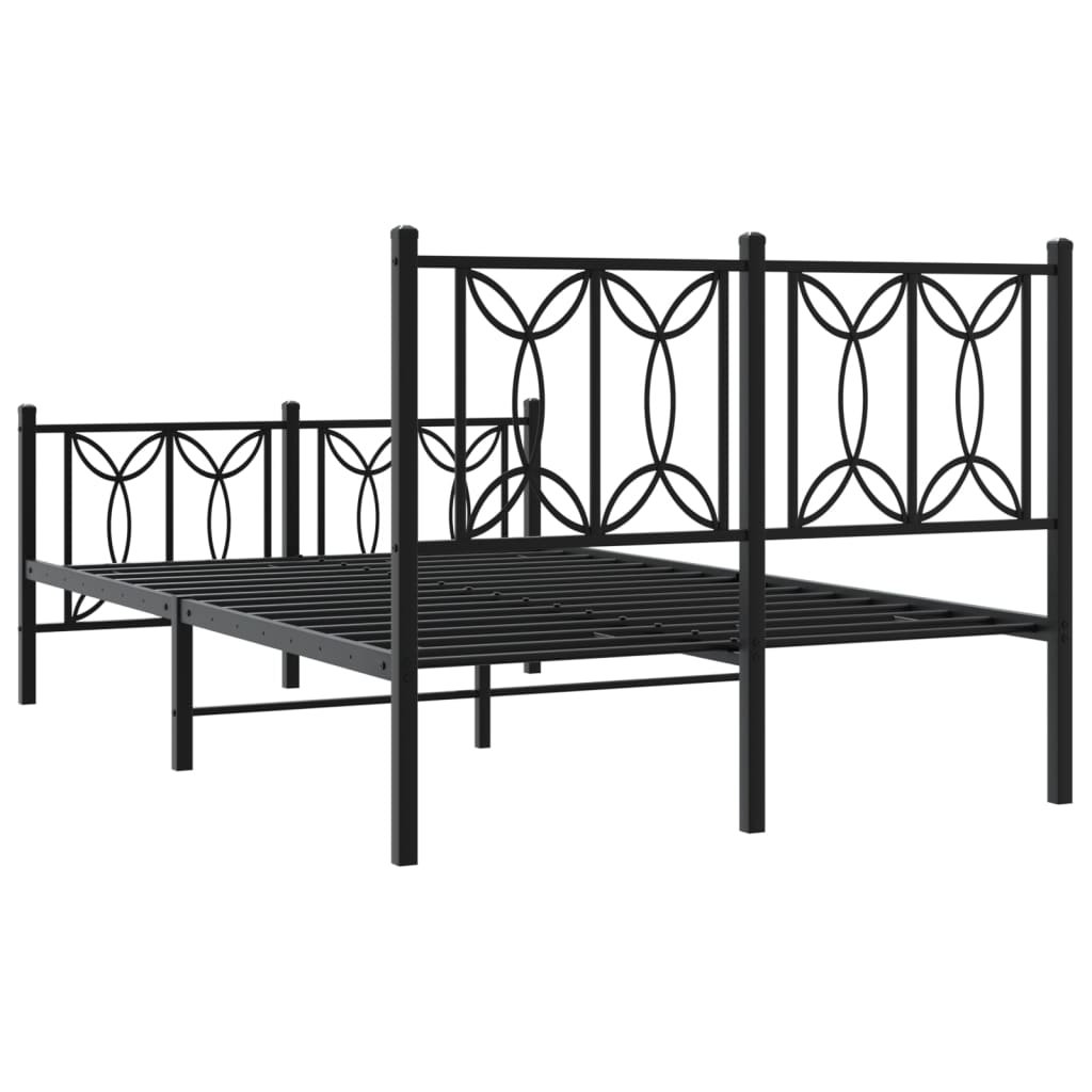 Estrutura de cama com cabeceira e pés 120x200 cm metal preto