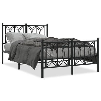 Estrutura de cama com cabeceira e pés 120x200 cm metal preto