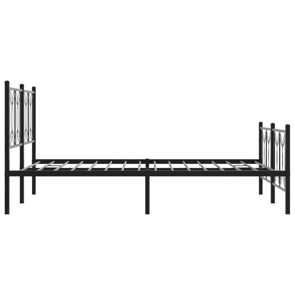 Estrutura de cama com cabeceira e pés 135x190 cm metal preto