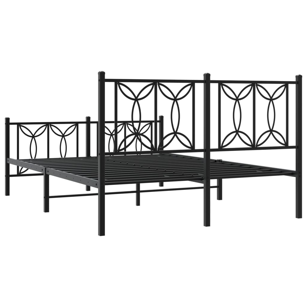 Estrutura de cama com cabeceira e pés 135x190 cm metal preto