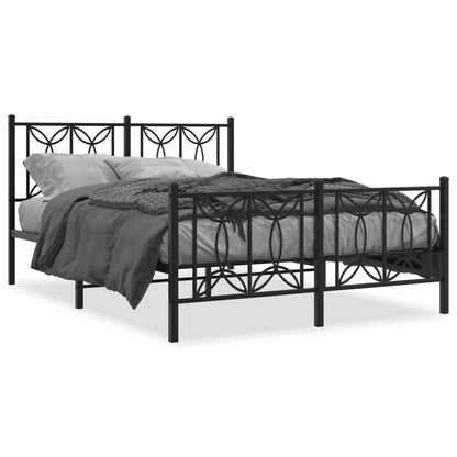 Estrutura de cama com cabeceira e pés 135x190 cm metal preto