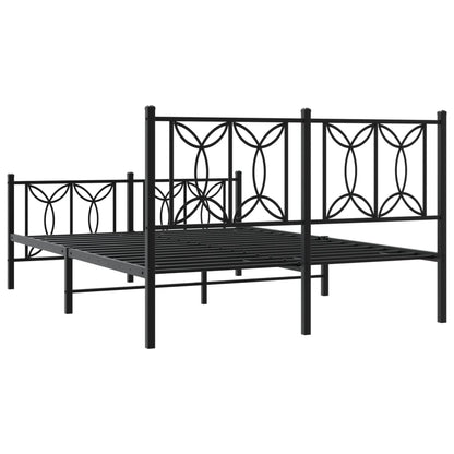 Estrutura de cama com cabeceira e pés 140x190 cm metal preto