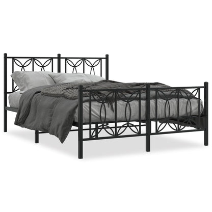 Estrutura de cama com cabeceira e pés 140x190 cm metal preto