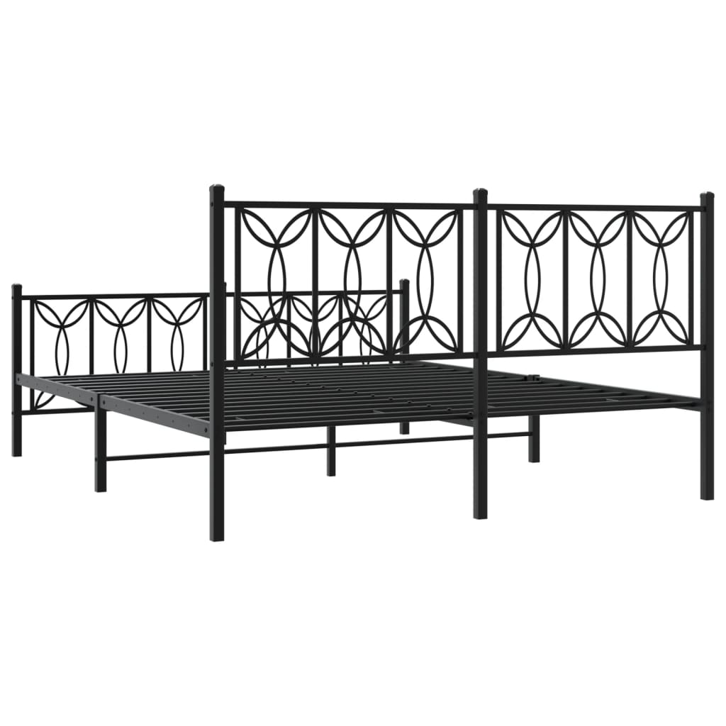 Estrutura de cama com cabeceira e pés 150x200 cm metal preto