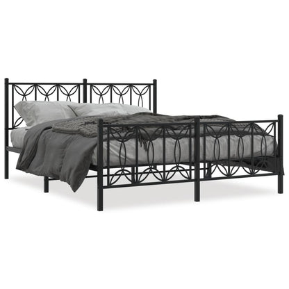 Estrutura de cama com cabeceira e pés 150x200 cm metal preto