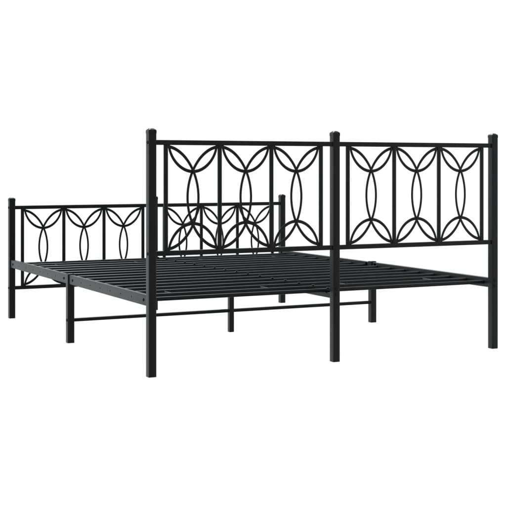 Estrutura de cama com cabeceira e pés 160x200 cm metal preto