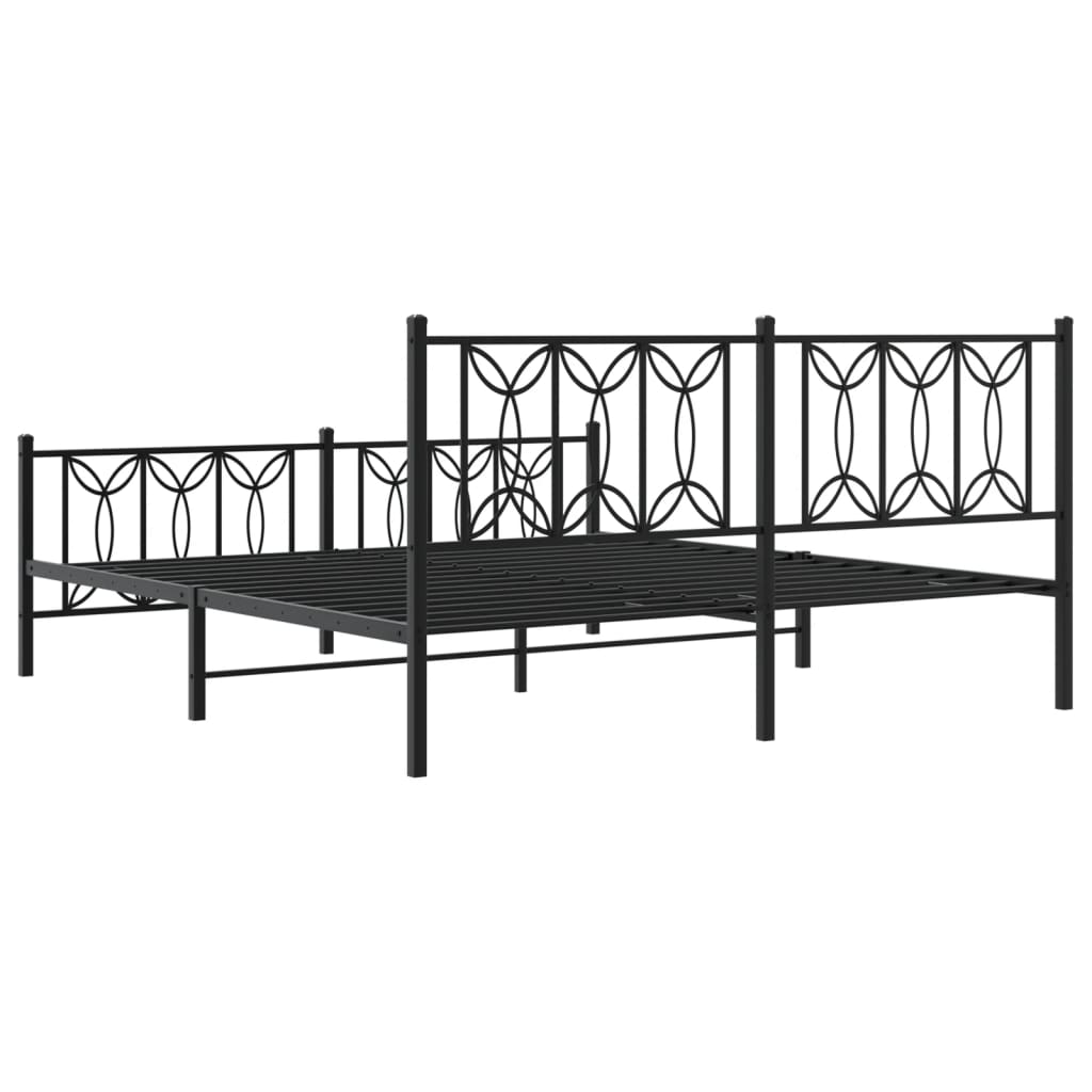 Estrutura de cama com cabeceira e pés 180x200 cm metal preto