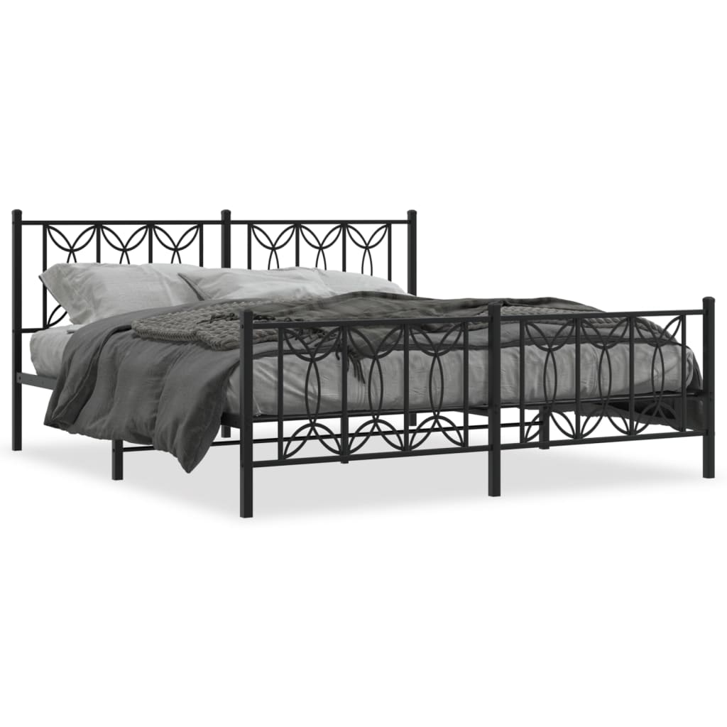 Estrutura de cama com cabeceira e pés 180x200 cm metal preto