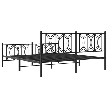 Estrutura de cama com cabeceira e pés 183x213 cm metal preto