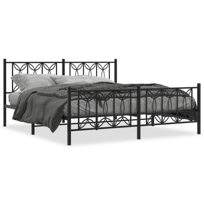 Estrutura de cama com cabeceira e pés 183x213 cm metal preto