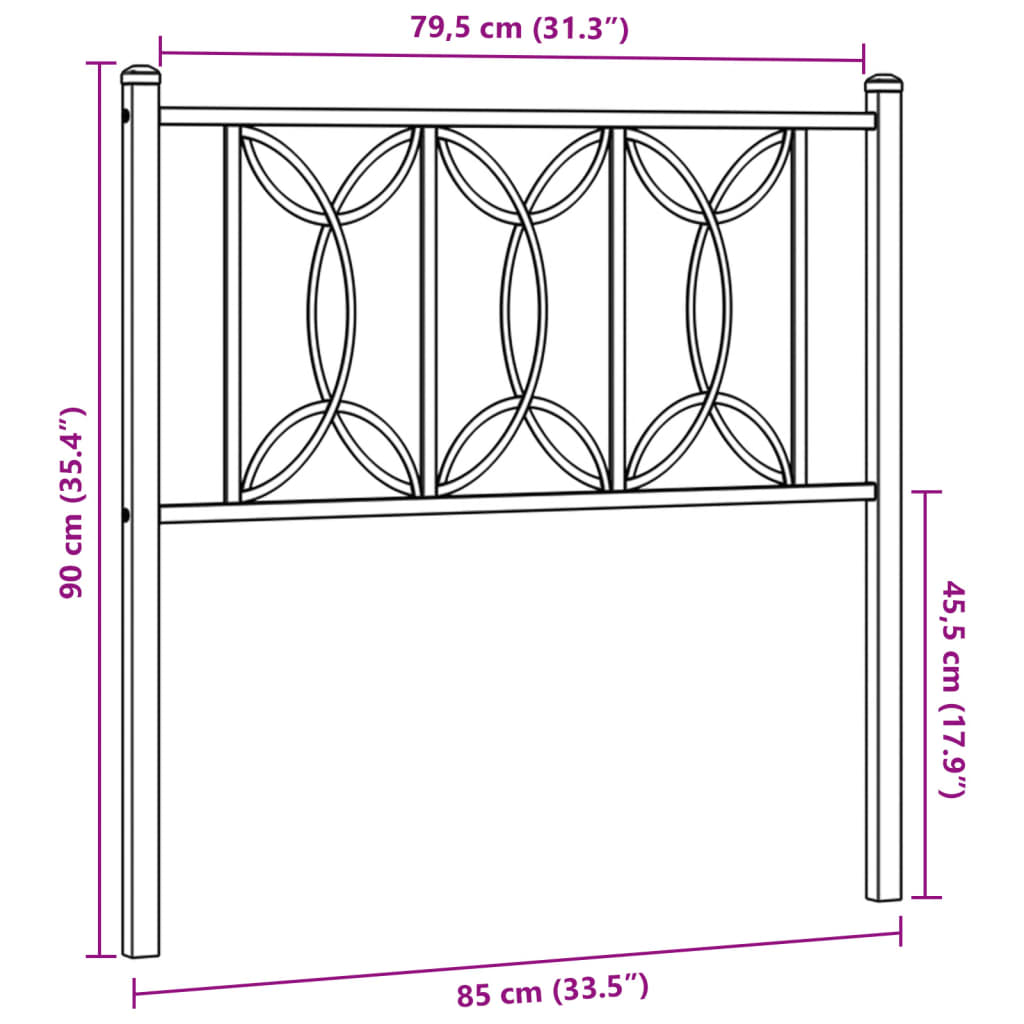 Cabeceira de cama 80 cm metal preto