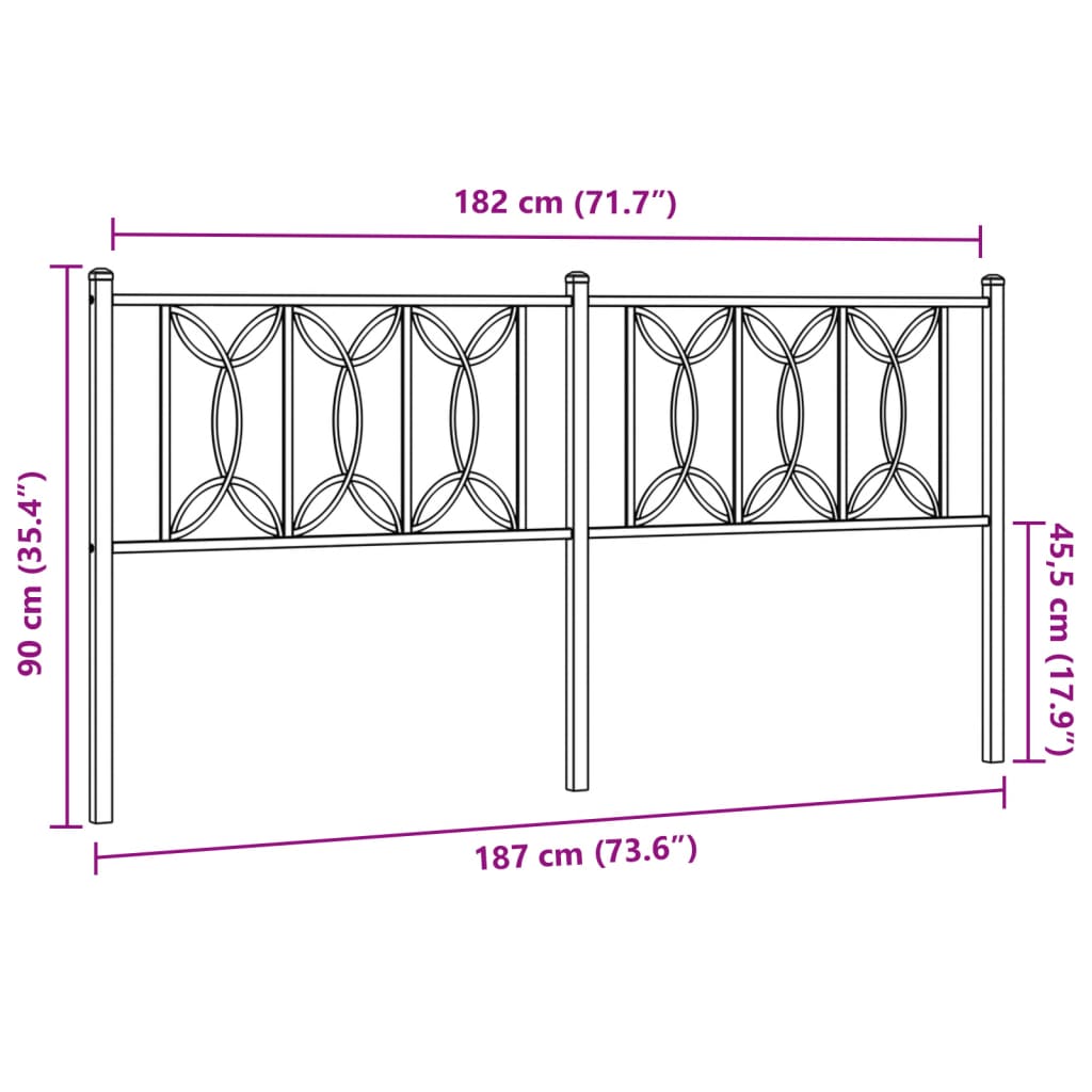 Cabeceira de cama 180 cm metal preto