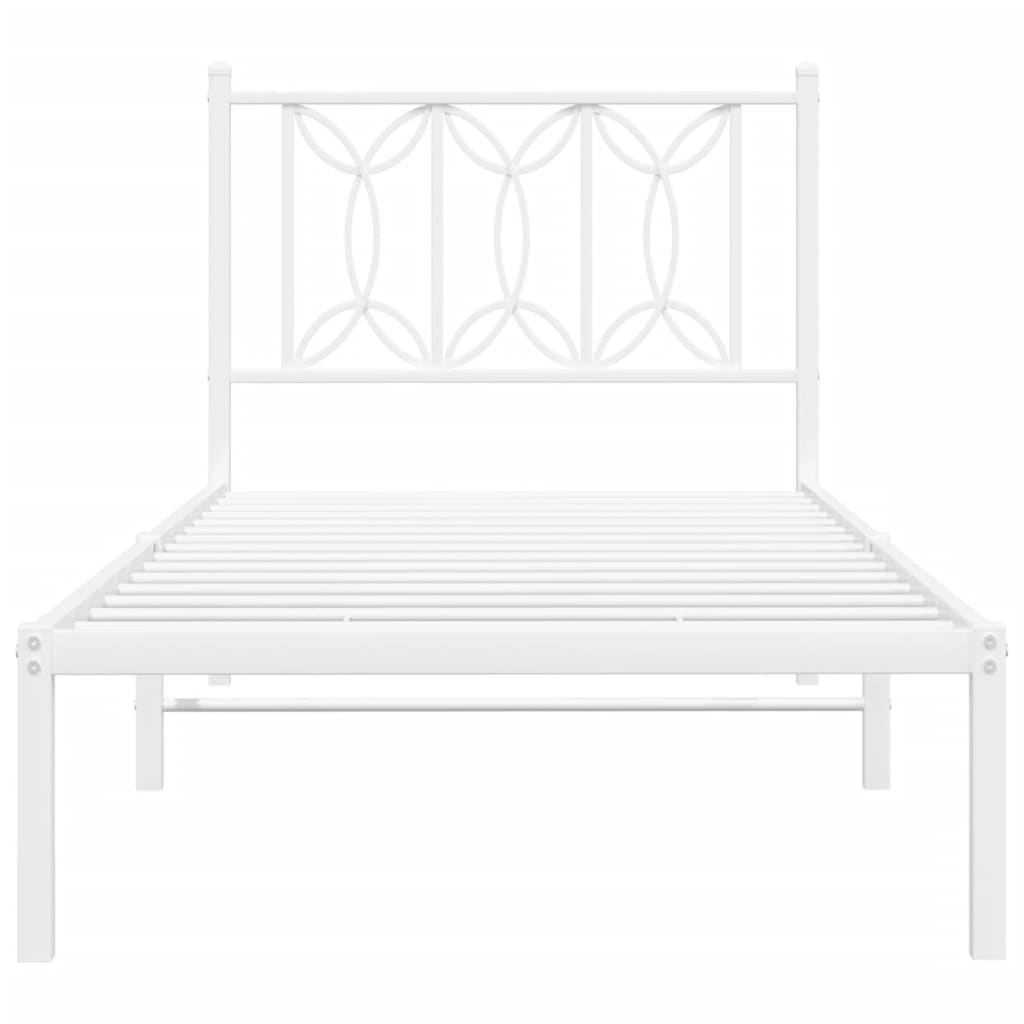 Estrutura de cama com cabeceira 80x200 cm metal branco