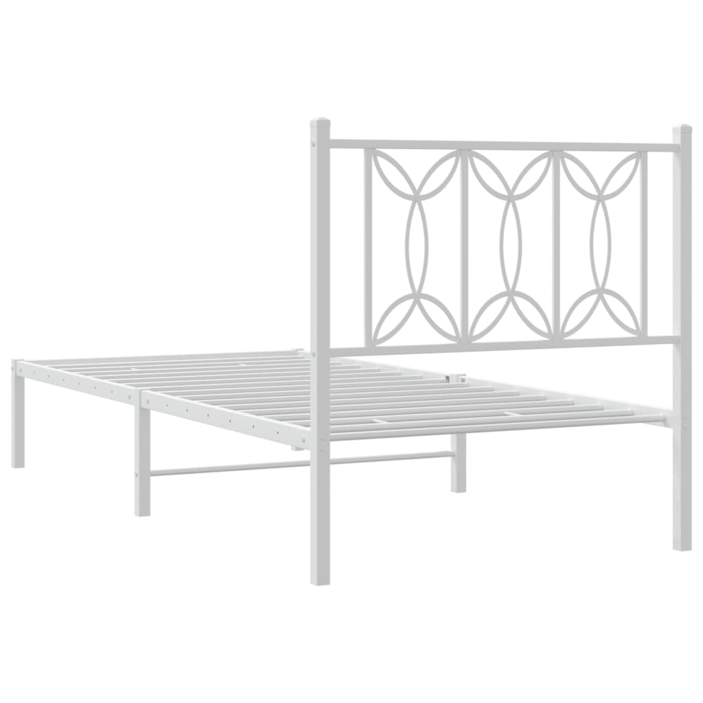 Estrutura de cama com cabeceira 80x200 cm metal branco