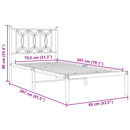 Estrutura de cama com cabeceira 80x200 cm metal branco