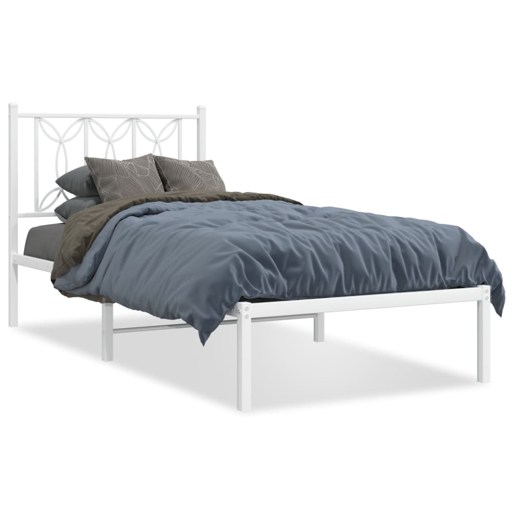 Estrutura de cama com cabeceira 80x200 cm metal branco