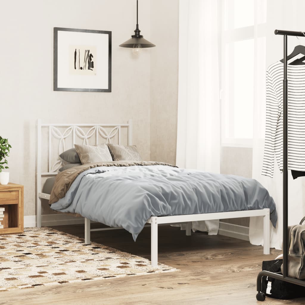 Estrutura de cama com cabeceira 90x190 cm metal branco