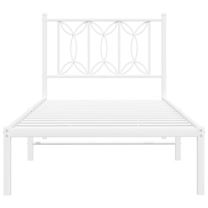 Estrutura de cama com cabeceira 90x190 cm metal branco