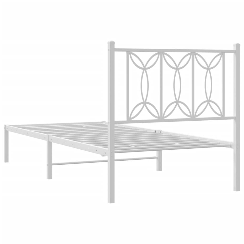 Estrutura de cama com cabeceira 90x200 cm metal branco