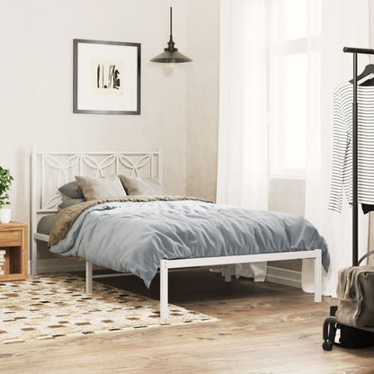 Estrutura de cama com cabeceira 100x190 cm metal branco