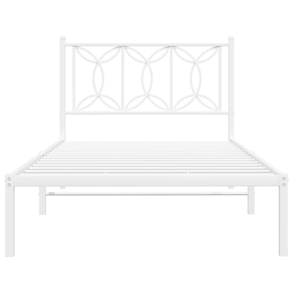 Estrutura de cama com cabeceira 100x190 cm metal branco