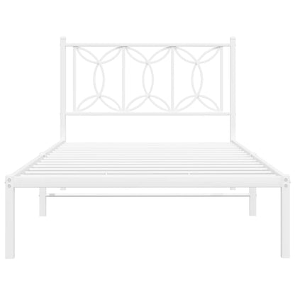 Estrutura de cama com cabeceira 100x190 cm metal branco