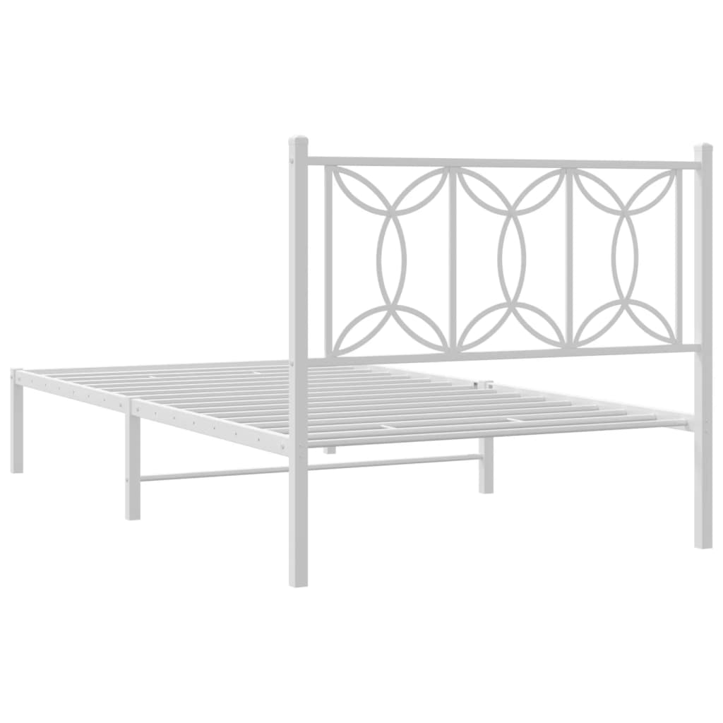 Estrutura de cama com cabeceira 100x190 cm metal branco