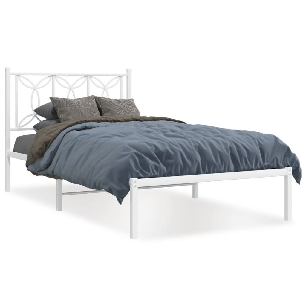 Estrutura de cama com cabeceira 100x190 cm metal branco