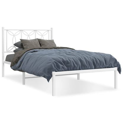 Estrutura de cama com cabeceira 100x200 cm metal branco