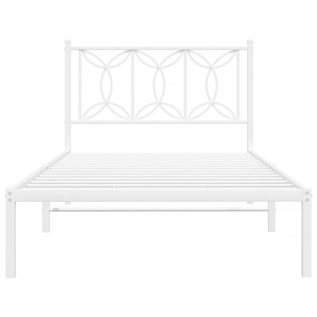 Estrutura de cama em metal com cabeceira 107x203 cm branco