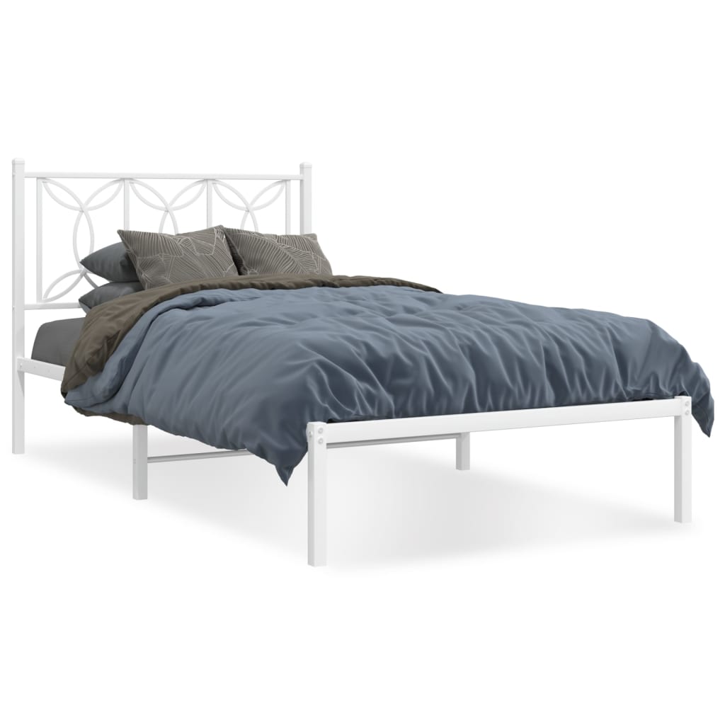 Estrutura de cama em metal com cabeceira 107x203 cm branco