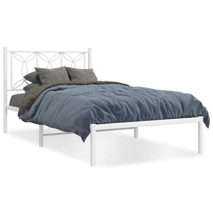 Estrutura de cama em metal com cabeceira 107x203 cm branco