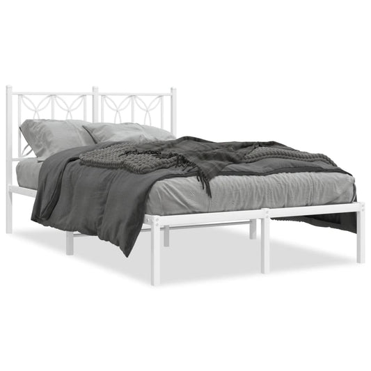 Estrutura de cama com cabeceira 120x190 cm metal branco