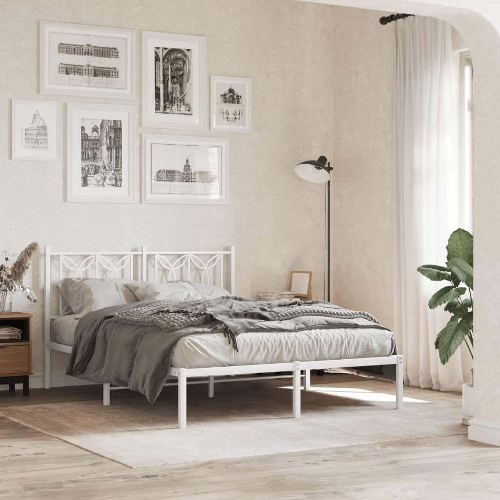 Estrutura de cama com cabeceira 135x190 cm metal branco