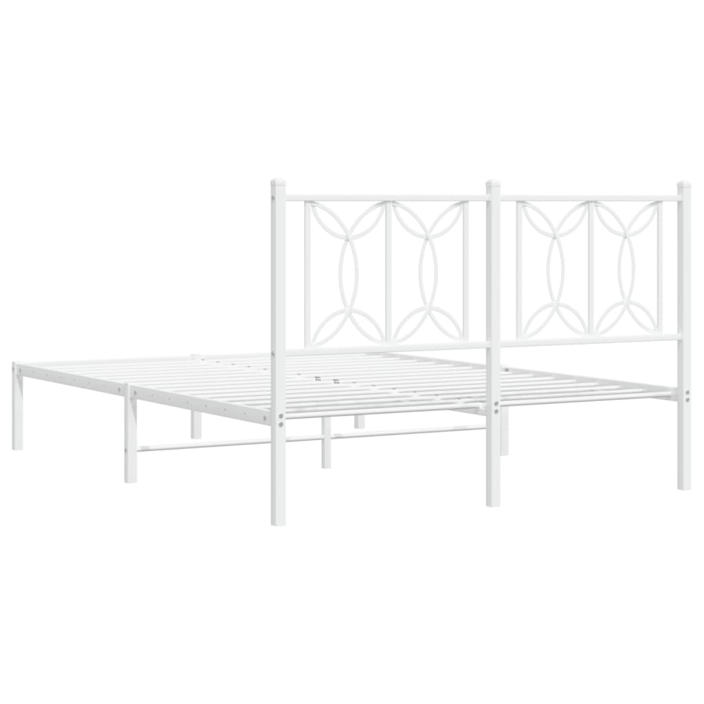 Estrutura de cama com cabeceira 135x190 cm metal branco