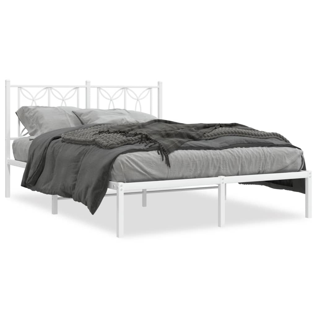 Estrutura de cama com cabeceira 135x190 cm metal branco