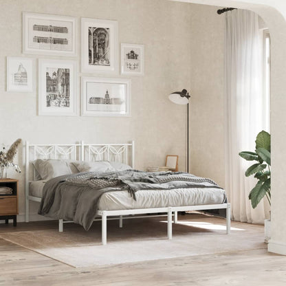 Estrutura de cama com cabeceira 140x190 cm metal branco