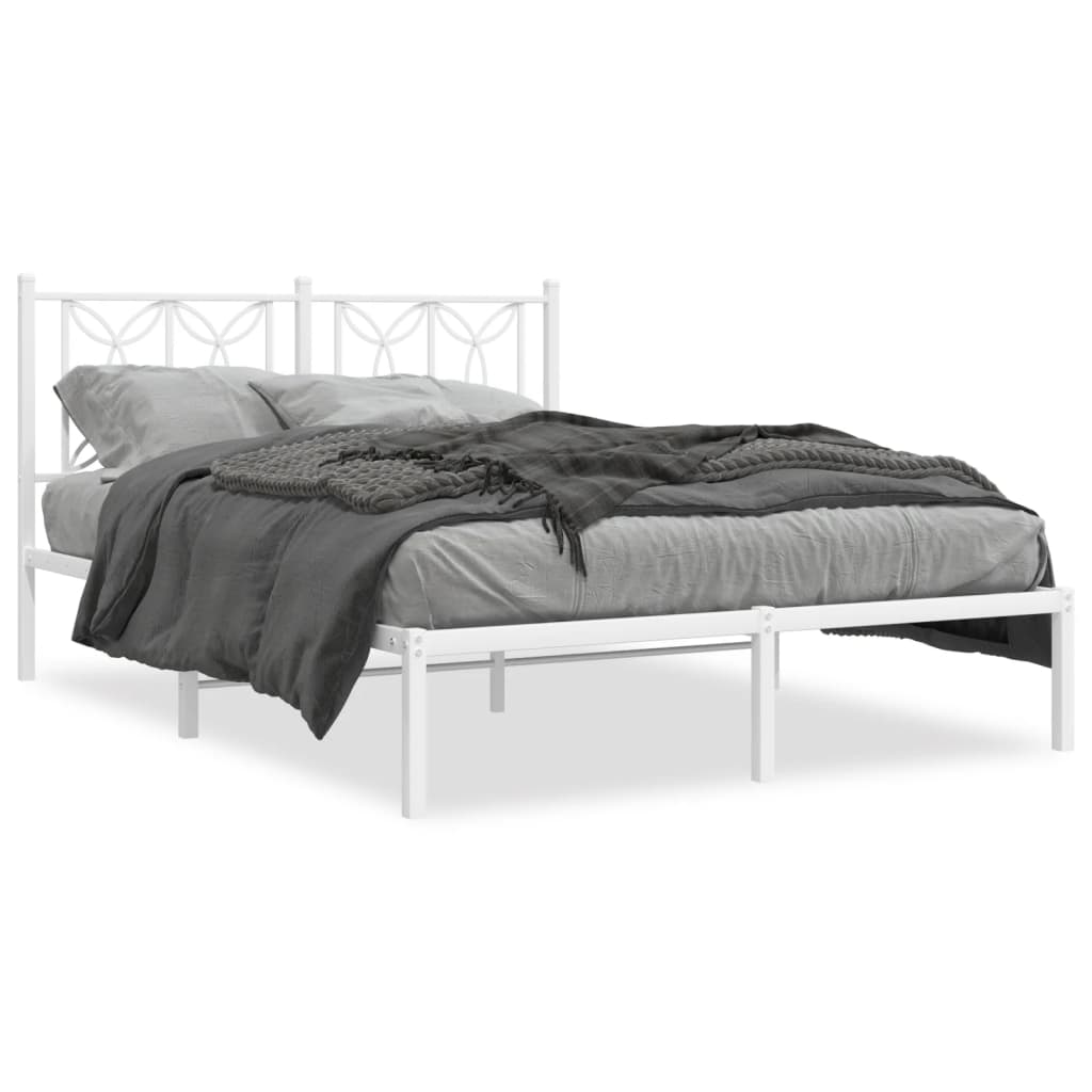 Estrutura de cama com cabeceira 140x190 cm metal branco