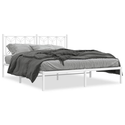 Estrutura de cama com cabeceira 150x200 cm metal branco