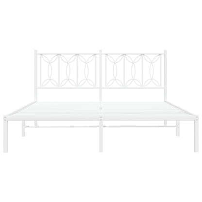 Estrutura de cama com cabeceira 160x200 cm metal branco