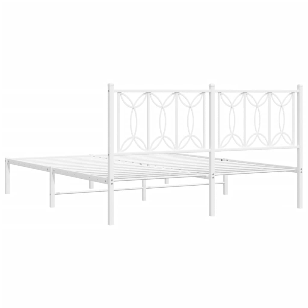 Estrutura de cama com cabeceira 160x200 cm metal branco